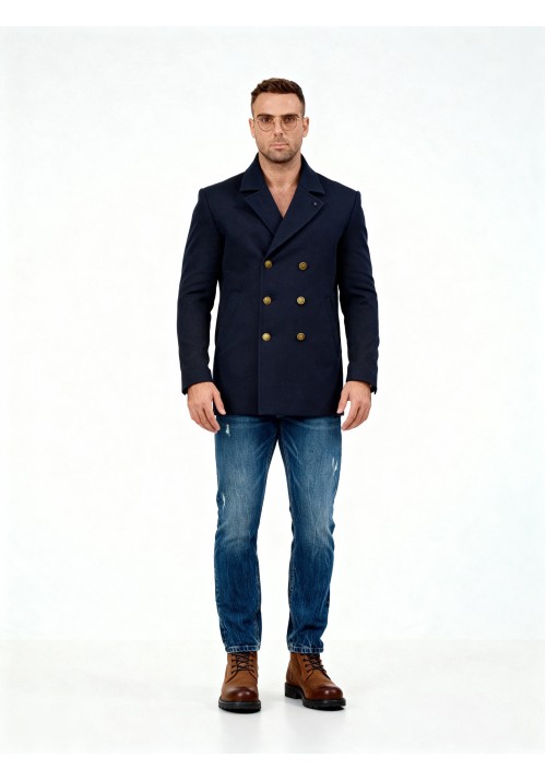 Ανδρικό Παλτό Σταυρωτό Gianni Lupo GL7050H Μπλε