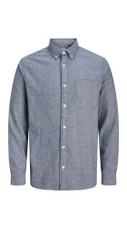 Ανδρικό Πουκάμισο Jack & Jones Jprblubrook Twill Solid L/S Shirt LN 12282353 Night Sky