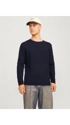 Ανδρικό Πλεκτό Βαμβακερό Jack & Jones Jjecooper Knit Crew Neck Noos 12258407 Mood Indigo