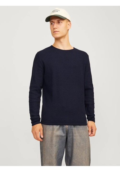 Ανδρικό Πλεκτό Βαμβακερό Jack & Jones Jjecooper Knit Crew Neck Noos 12258407 Mood Indigo