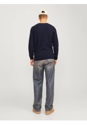 Ανδρικό Πλεκτό Βαμβακερό Jack & Jones Jjecooper Knit Crew Neck Noos 12258407 Mood Indigo