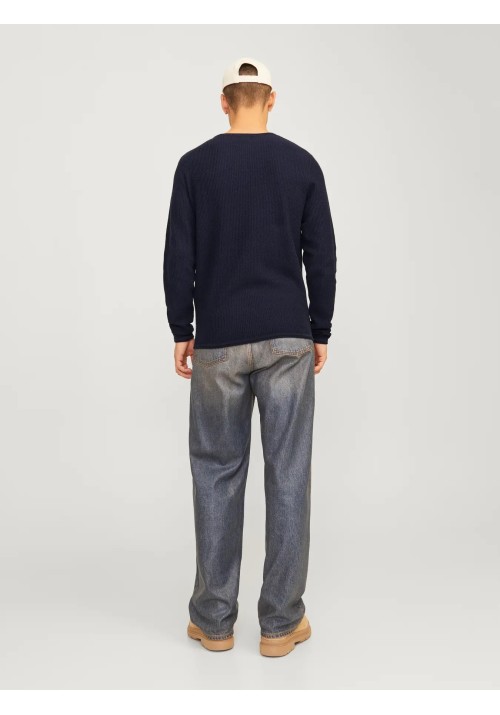 Ανδρικό Πλεκτό Βαμβακερό Jack & Jones Jjecooper Knit Crew Neck Noos 12258407 Mood Indigo