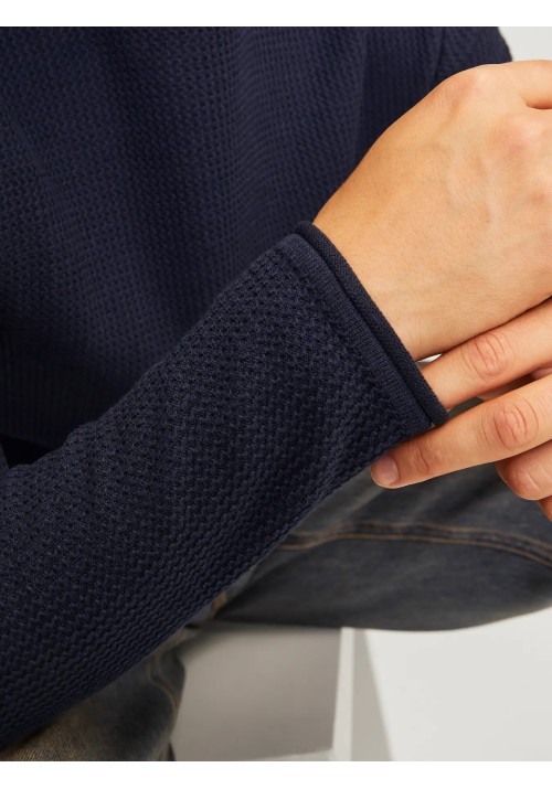 Ανδρικό Πλεκτό Βαμβακερό Jack & Jones Jjecooper Knit Crew Neck Noos 12258407 Mood Indigo