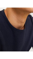 Ανδρικό Πλεκτό Βαμβακερό Jack & Jones Jjecooper Knit Crew Neck Noos 12258407 Mood Indigo