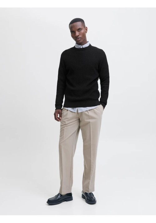 Ανδρικό Πλεκτό Βαμβακερό Jack & Jones JPRBlareagan Knit Crew Neck LN 12283381 Black