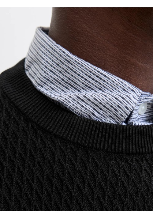 Ανδρικό Πλεκτό Βαμβακερό Jack & Jones JPRBlareagan Knit Crew Neck LN 12283381 Black