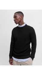 Ανδρικό Πλεκτό Βαμβακερό Jack & Jones JPRBlareagan Knit Crew Neck LN 12283381 Black