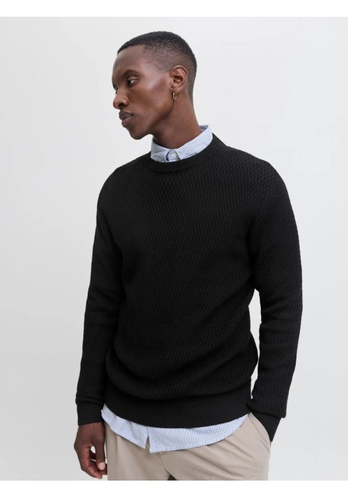Ανδρικό Πλεκτό Βαμβακερό Jack & Jones JPRBlareagan Knit Crew Neck LN 12283381 Black