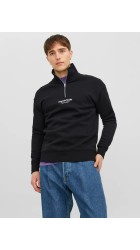 Ανδρικό Φούτερ Jack & Jones Jorvesterbro Sweat Quarter Zip HN Noos 12241777 Black