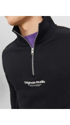 Ανδρικό Φούτερ Jack & Jones Jorvesterbro Sweat Quarter Zip HN Noos 12241777 Black