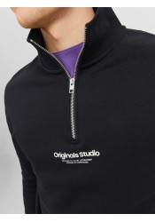 Ανδρικό Φούτερ Jack & Jones Jorvesterbro Sweat Quarter Zip HN Noos 12241777 Black