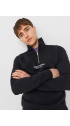 Ανδρικό Φούτερ Jack & Jones Jorvesterbro Sweat Quarter Zip HN Noos 12241777 Black