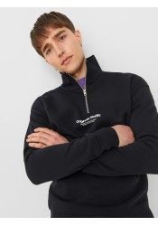 Ανδρικό Φούτερ Jack & Jones Jorvesterbro Sweat Quarter Zip HN Noos 12241777 Black
