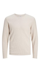 Ανδρικό Πλεκτό Βαμβακερό Jack & Jones Jjecooper Knit Crew Neck Noos 12258407 Oatmeal melange