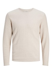 Ανδρικό Πλεκτό Βαμβακερό Jack & Jones Jjecooper Knit Crew Neck Noos 12258407 Oatmeal melange