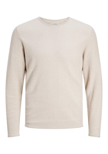 Ανδρικό Πλεκτό Βαμβακερό Jack & Jones Jjecooper Knit Crew Neck Noos 12258407 Oatmeal melange