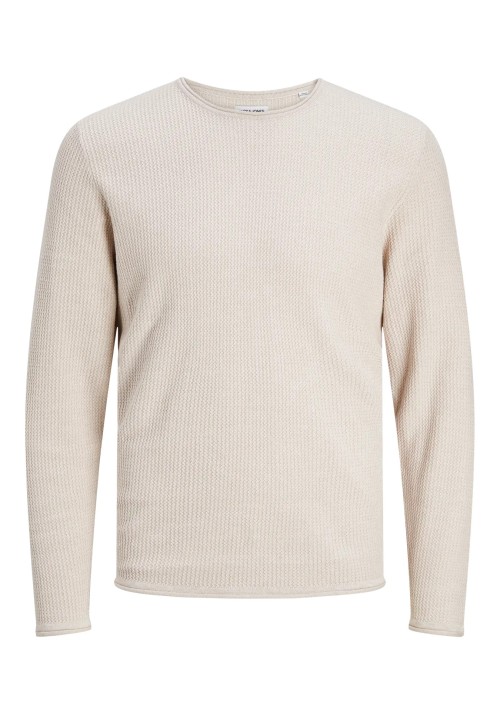 Ανδρικό Πλεκτό Βαμβακερό Jack & Jones Jjecooper Knit Crew Neck Noos 12258407 Oatmeal melange