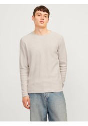 Ανδρικό Πλεκτό Βαμβακερό Jack & Jones Jjecooper Knit Crew Neck Noos 12258407 Oatmeal melange