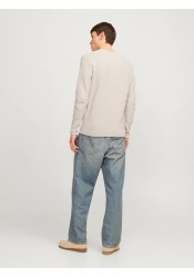 Ανδρικό Πλεκτό Βαμβακερό Jack & Jones Jjecooper Knit Crew Neck Noos 12258407 Oatmeal melange
