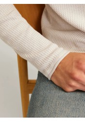 Ανδρικό Πλεκτό Βαμβακερό Jack & Jones Jjecooper Knit Crew Neck Noos 12258407 Oatmeal melange