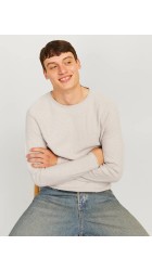 Ανδρικό Πλεκτό Βαμβακερό Jack & Jones Jjecooper Knit Crew Neck Noos 12258407 Oatmeal melange