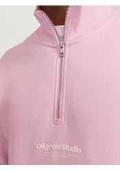 Ανδρικό Φούτερ Jack & Jones Jorvesterbro Sweat Quarter Zip HN Noos 12241777 Tickled Pink