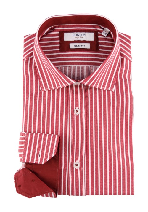 Ανδρικό Πουκάμισο Slim Fit Boston 704-4 Κόκκινο