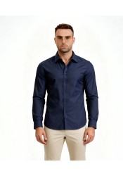 Ανδρικό Πουκάμισο Slim Fit Boston 9502-465-2 Μπλε