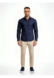 Ανδρικό Πουκάμισο Slim Fit Boston 9502-465-2 Μπλε