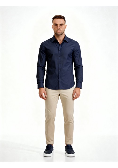 Ανδρικό Πουκάμισο Slim Fit Boston 9502-465-2 Μπλε