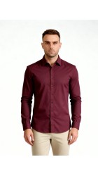 Ανδρικό Πουκάμισο Slim Fit Boston 95022-492-1 Μπορντό