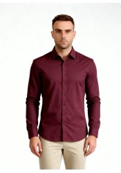 Ανδρικό Πουκάμισο Slim Fit Boston 9502-492-1 Μπορντό