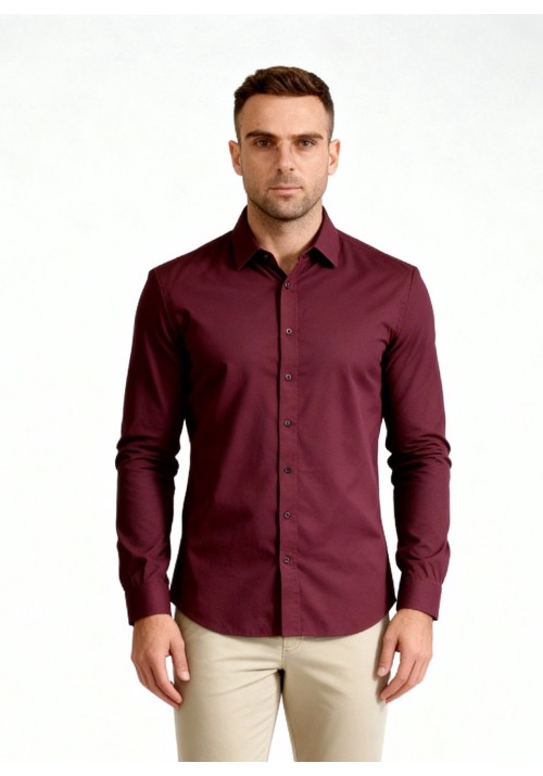 Ανδρικό Πουκάμισο Slim Fit Boston 9502-492-1 Μπορντό