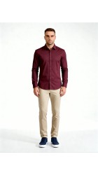 Ανδρικό Πουκάμισο Slim Fit Boston 95022-492-1 Μπορντό