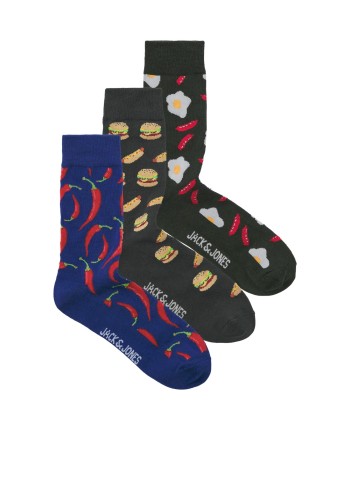 Ανδρικές Κάλτσες  Jack & Jones JAChot Food Socks 3 Pack Πολύχρωμες Ανδρικές Κάλτσες  Jack & Jones JAChot Food Socks 3 Pack Πολύχρωμες