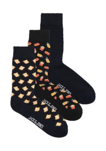 Ανδρικές Κάλτσες 3 Pack Jack & Jones Jackevin Food Socks 3 Pack 12301345 Black/Sky captai Ανδρικές Κάλτσες 3 Pack Jack & Jones Jackevin Food Socks 3 Pack 12301345 Black/Sky captai