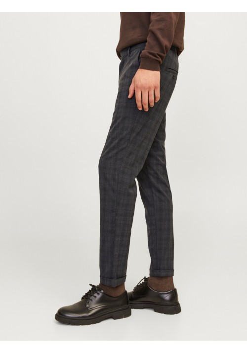 Ανδρικό Παντελόνι Chino Jack & Jones  JPSTMarco JJConnor Tap shoe/Check 12193553 Dark Grey