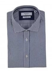 Ανδρικό Πουκάμισο Slim Fit Boston 201-1 Καρό Λευκό