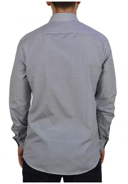 Ανδρικό Πουκάμισο Slim Fit Boston 201-1 Καρό Λευκό