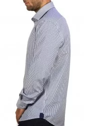 Ανδρικό Πουκάμισο Slim Fit Boston 201-1 Καρό Λευκό