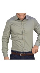 Ανδρικό Πουκάμισο Slim Fit Boston 203-1-2 Λαδί