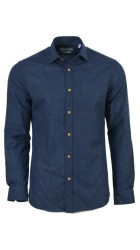 Ανδρικό Πουκάμισο με Στενή Γραμμή Φανέλα Boston 3400-12 Μπλε