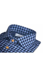 Ανδρικό Πουκάμισο Φανέλα με Στενή Γραμμή Boston 3444-1 Καρό Μπλε