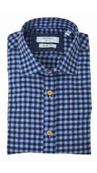 Ανδρικό Πουκάμισο Φανέλα με Στενή Γραμμή Boston 3444-1 Καρό Μπλε