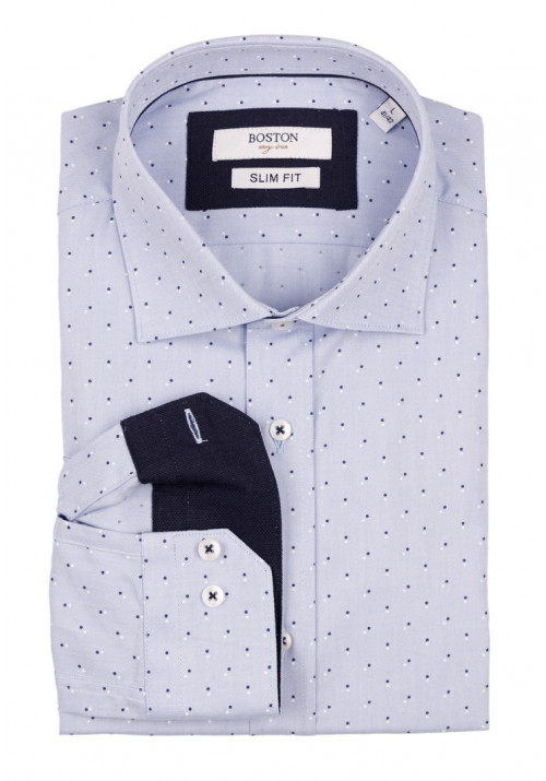 Ανδρικό Πουκάμισο Slim Fit Boston 606-4 Γαλάζιο