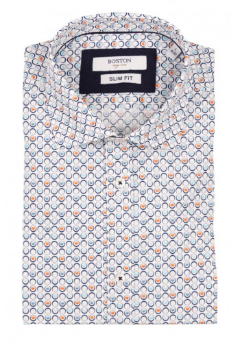 Ανδρικό Πουκάμισο Slim Fit Boston 607-2 Λευκό