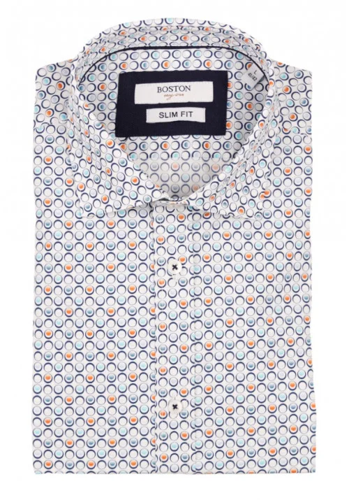 Ανδρικό Πουκάμισο Slim Fit Boston 607-2 Λευκό