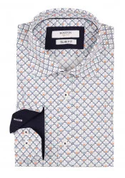 Ανδρικό Πουκάμισο Slim Fit Boston 607-2 Λευκό