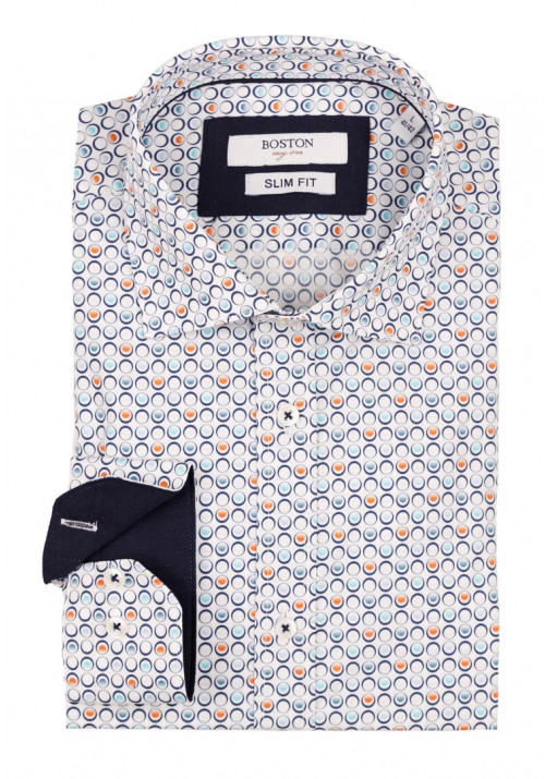 Ανδρικό Πουκάμισο Slim Fit Boston 607-2 Λευκό