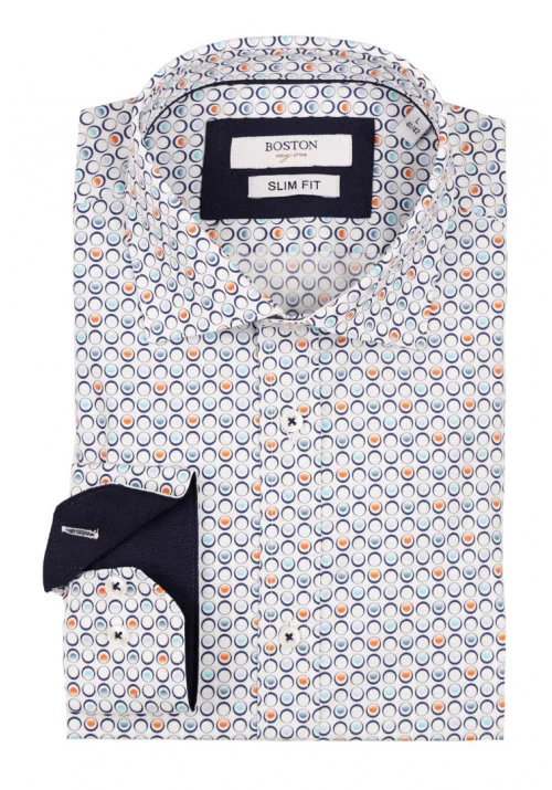 Ανδρικό Πουκάμισο Slim Fit Boston 607-2 Λευκό